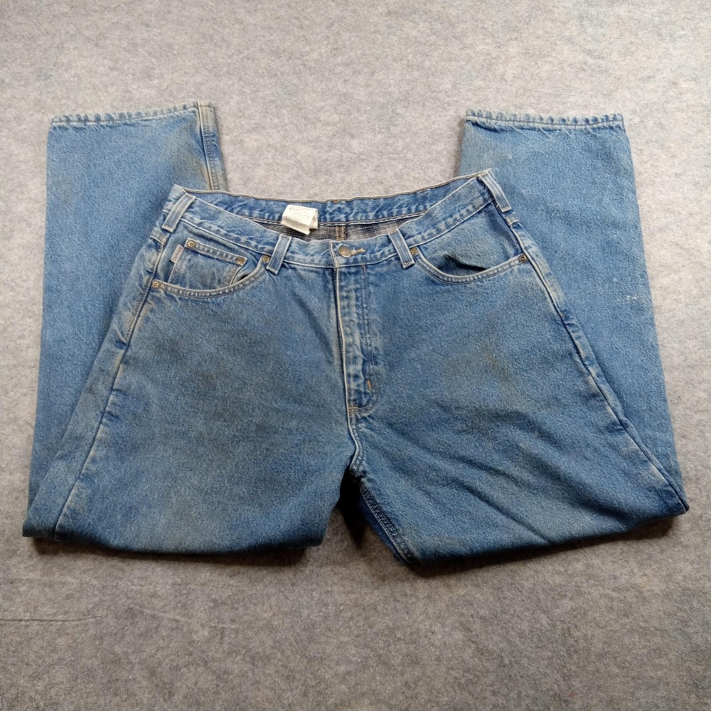 VINTAGE Carhartt Jeans Mens 36x30 Blue Denim Relaxed‎ Fit Workwear 5-Pocket 90s